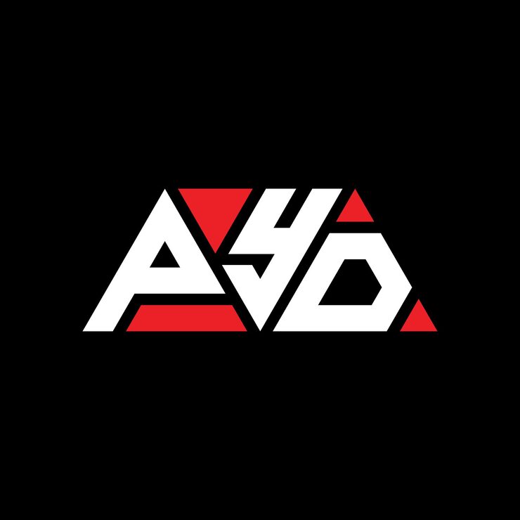 Vector pyd 三角形字母标志设计与三角形形状 pyd三角形标志设计 单体 pyd 三角形向量标志模板与红色 pyd的三角形标志 简单优雅和豪华的 pyd标志