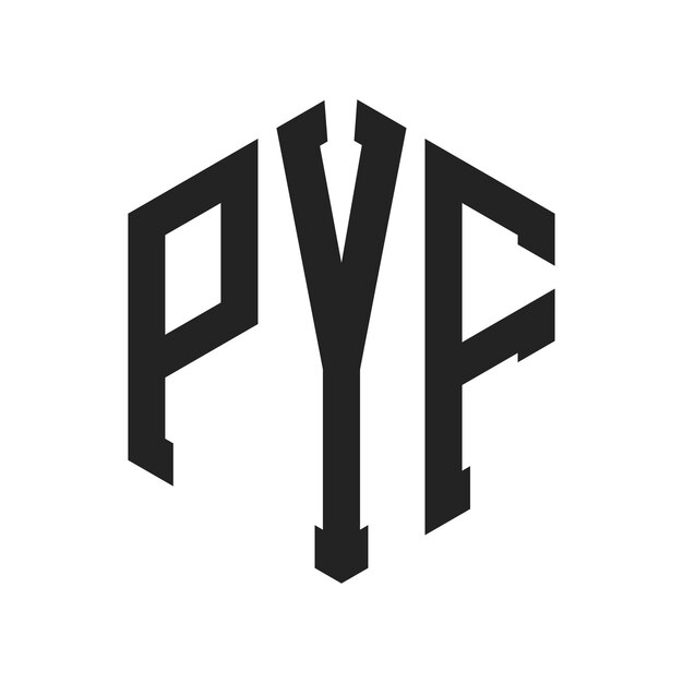 PYF Logo Design Initial Letter PYF Monogram Logo using Hexagon shape