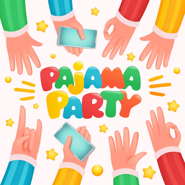 Pyjama party hands voor feestontwerp.