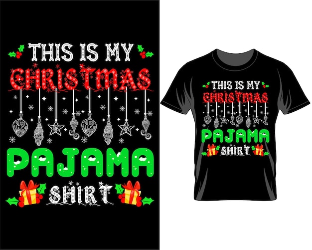 Pyjama shirt kerst citaten t shirt ontwerp vector