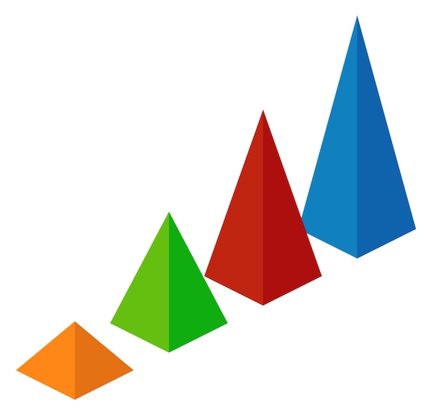 Vector pyramid column chart icon isometric color element