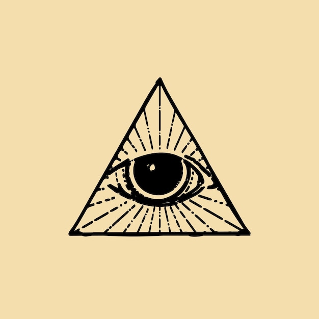 Pyramid Eye The Eye of Providence Hand Drawn Engraving All Seeing Eye Tattoo Design