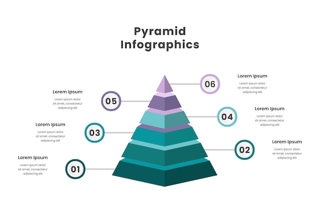 Vector pyramid infographic element template with 6 step and number