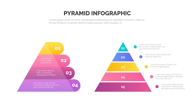 Pyramid infographic template set with four and five steps infographic for your presentation