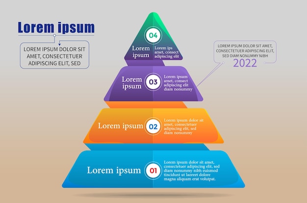 Pyramid infographic template with 4 elements