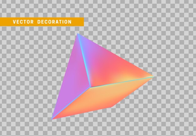 Pyramid isolated with colorful hologram chameleon color gradient. 3d objects geometric shape. vector illustration