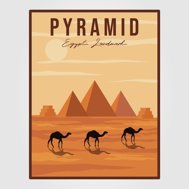 벡터 기자 피라미드 또는 이집트 사막 포스터 터 일러스트레이션 디자인