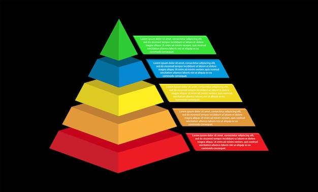 Вектор Пирамида успеха из пяти разделов инфографика для презентаций приложений и сайта