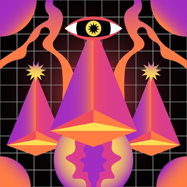 Pyramid Psychedelic Illustration