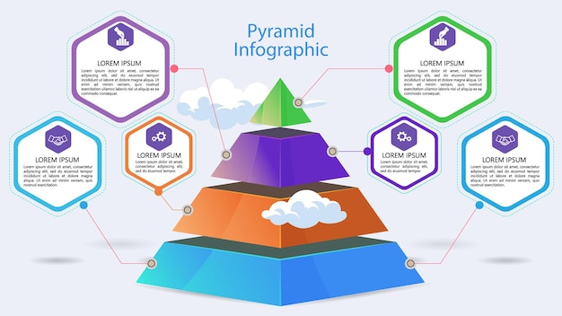 "피라미드 인포그래픽"이라는 단어가 있는 피라미드 구조입니다.