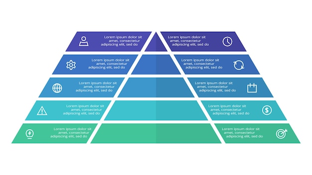 Piramide con 10 elementi modello infografico per presentazioni aziendali web illustrazione vettoriale visualizzazione dei dati aziendali