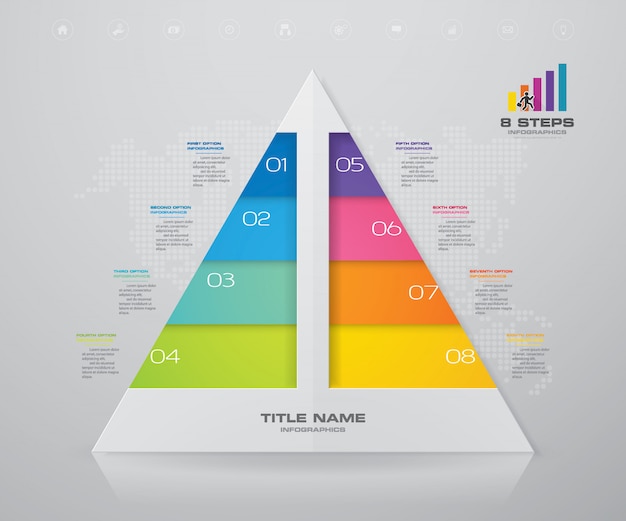 Vector pyramid with free space for text on each level.