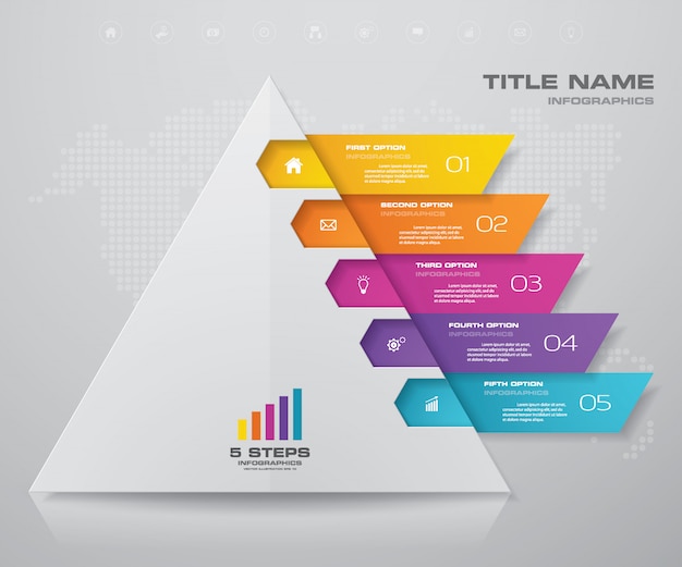 Pyramid with free space for text on each level.