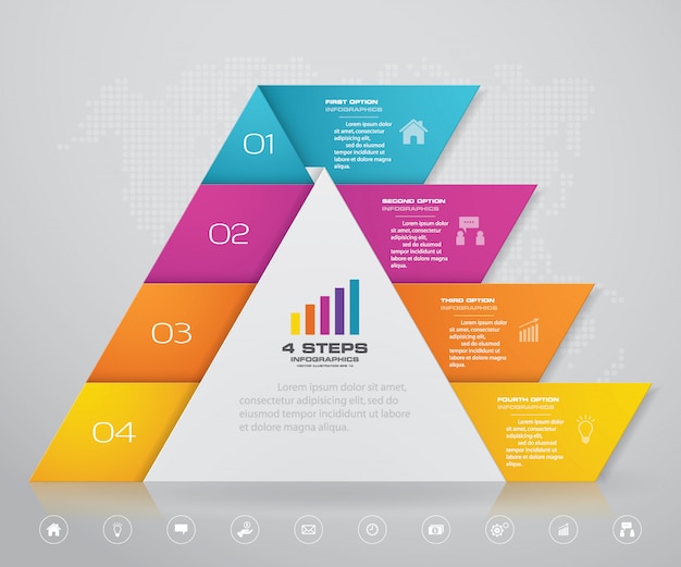 pyramid with free space for text on each level.