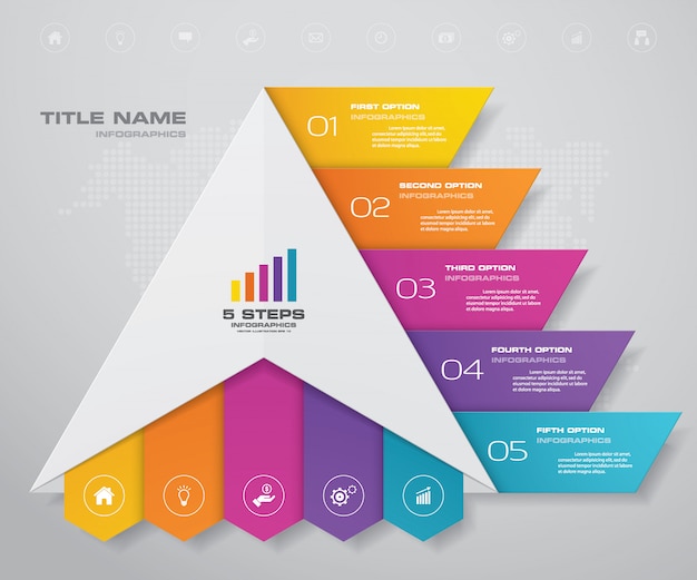 Pyramid with free space for text on each level.