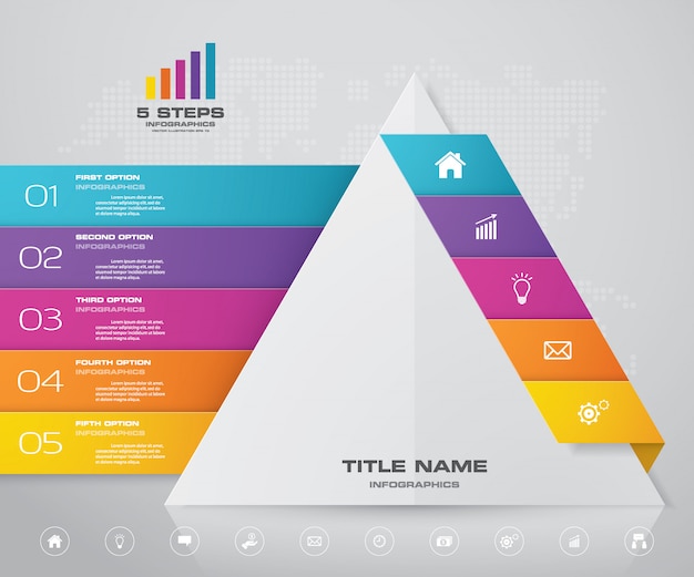 pyramid with free space for text on each level.