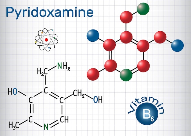 Pyridoxamine molecuul is een vitamine B6 Structurele chemische formule en molecuulmodel