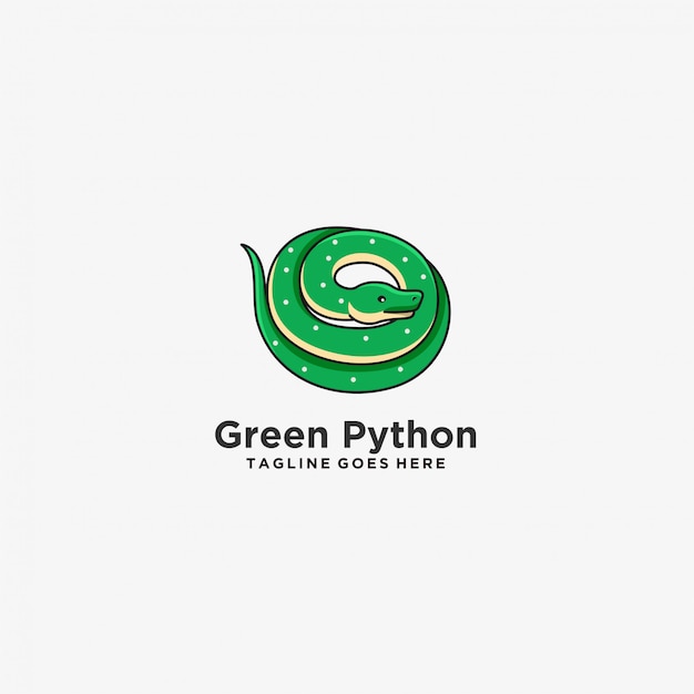 Python groene kleur mascotte illustratie logo.