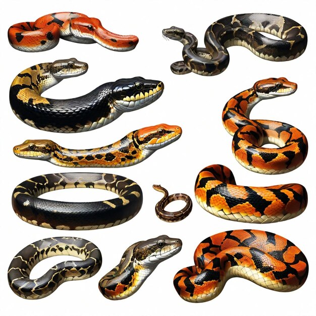 Python skin vector set white background isolated a high qua | Premium ...
