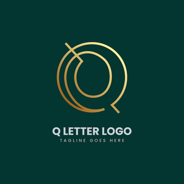 Q alphabet letter logo icon in gold and dark green color Simple creative and luxury logotype