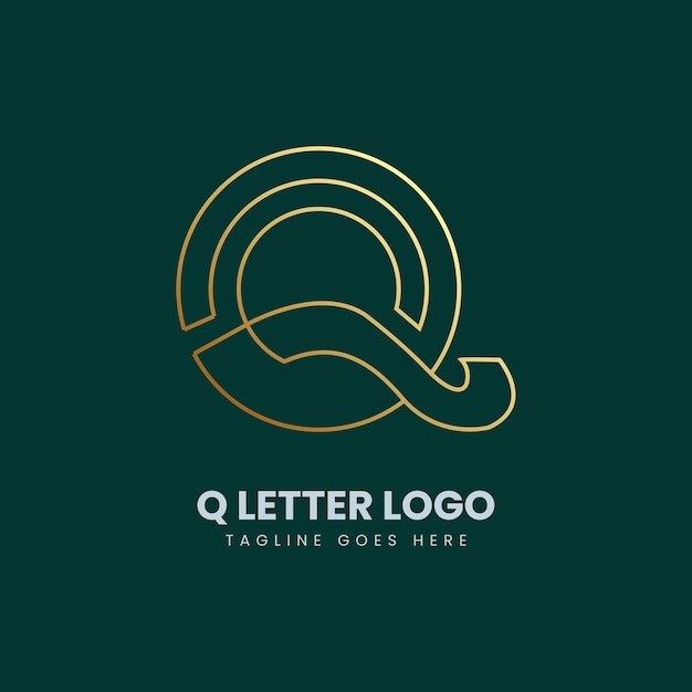 Q alphabet letter logo icon in gold and dark green color simple creative and luxury logotype