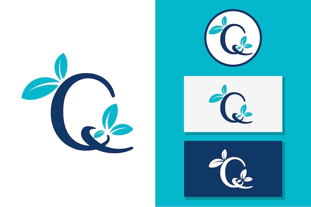 Vettore q leaf lettera icona logo design vector