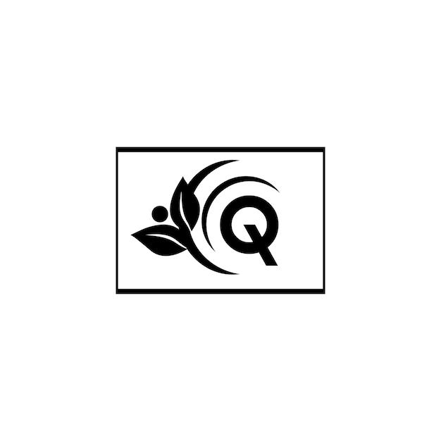 q letter branding logo design with a leaf