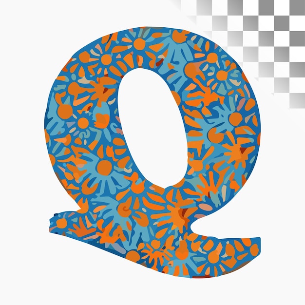 Vector q letter design stylish font groovy floral alphabet