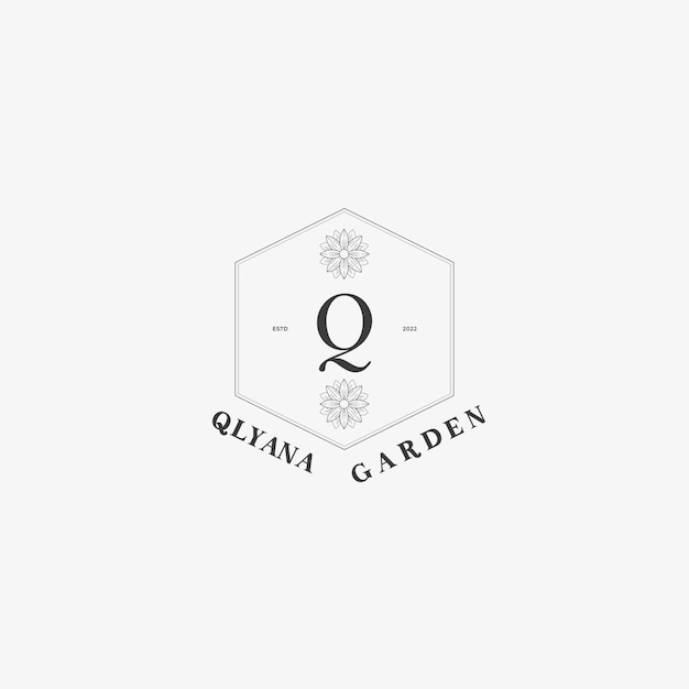 Q Letter-logo met creatief bloemenconcept voor bedrijfsschoonheid, onroerend goed Premium Vector