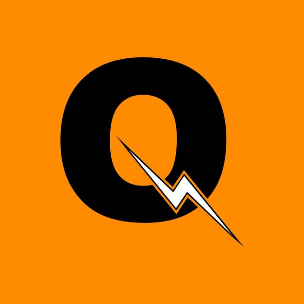 Q Letter Logo Ontwerp Met Verlichting Thunder Bolt. Elektrisch Bout Brief Logo