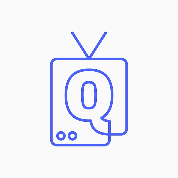 q letter mark channel television tv logo vector icon illustration