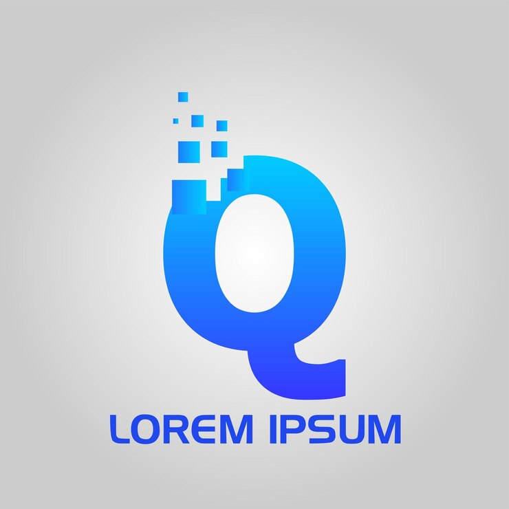 Q Letter Pixel Flow Style Initial Logo