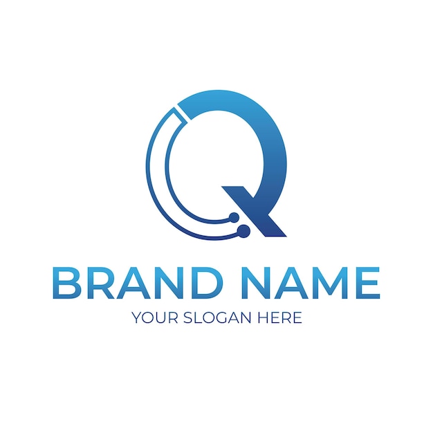 Q letter tech logo icon design