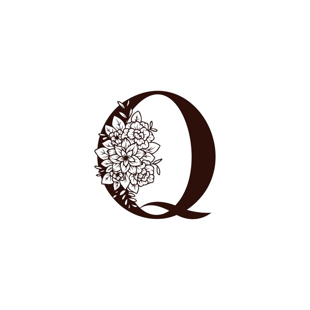 Q monogram flower feminine initial fashion logo design