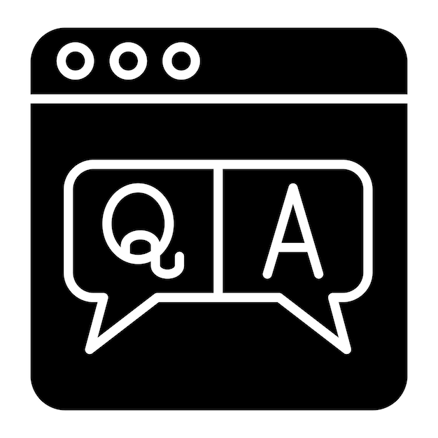 QA 글리프 솔리드 블랙 일러스트레이션
