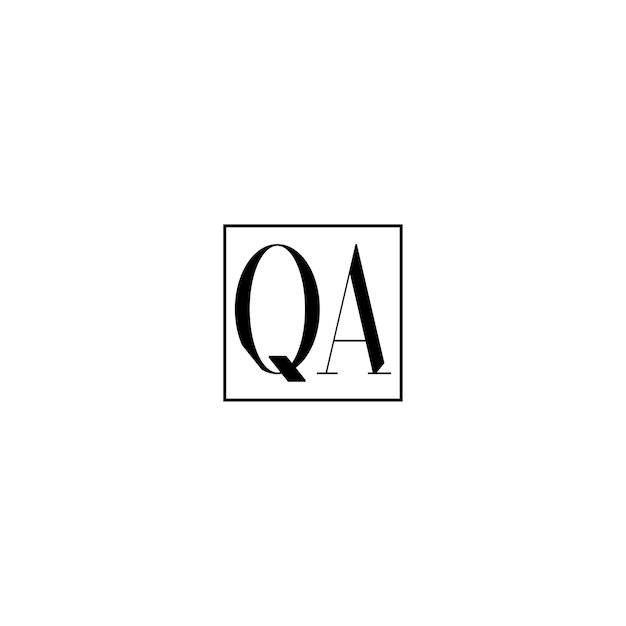 QA 모노그램 로고 디자인 문자 텍스트 이름 기호 흑백 로고타입 알파벳 문자 단순 로고