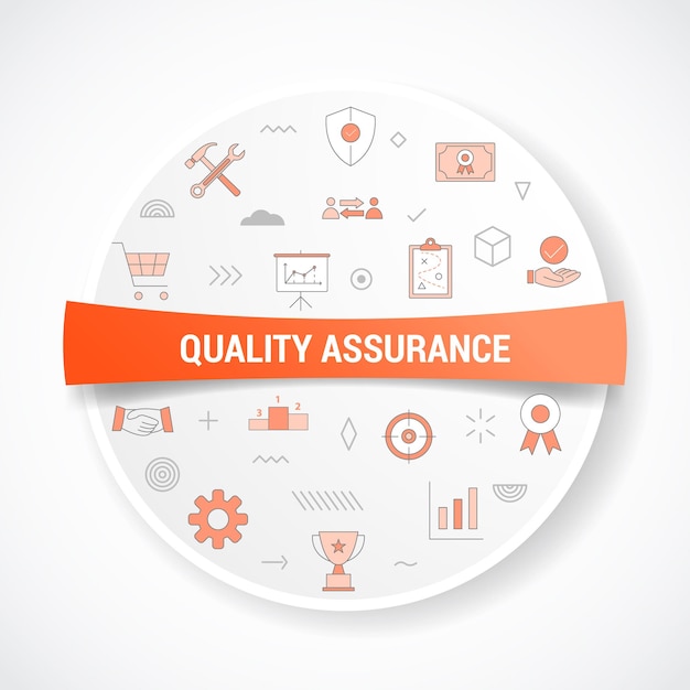 Vector qa quality assurance concept with icon concept with round or circle shape vector illustration