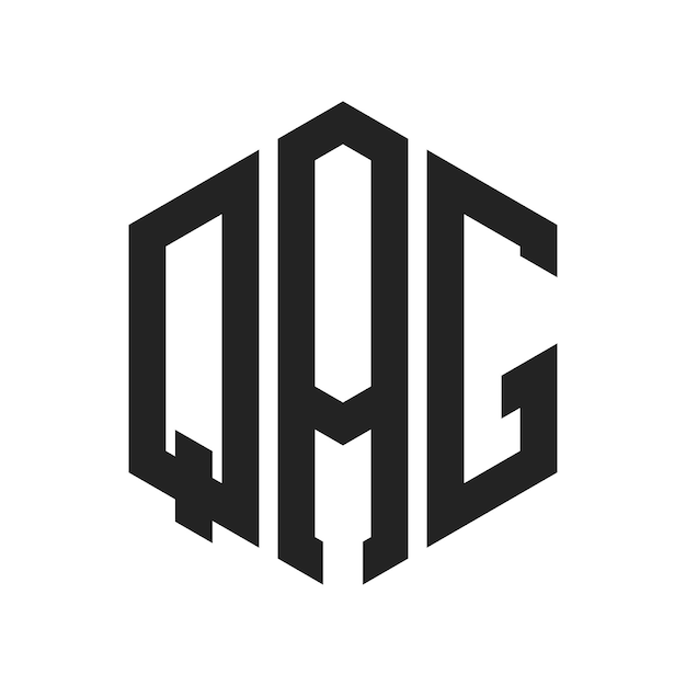 QAGのロゴデザイン イニシャルレター QAGモノグラム 六角形の形を用いたロゴ