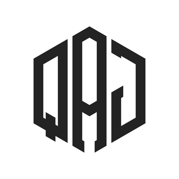 QAJ ロゴ デザイン イニシャルレター QAJ モノグラム ロゴ ヘクサゴン形
