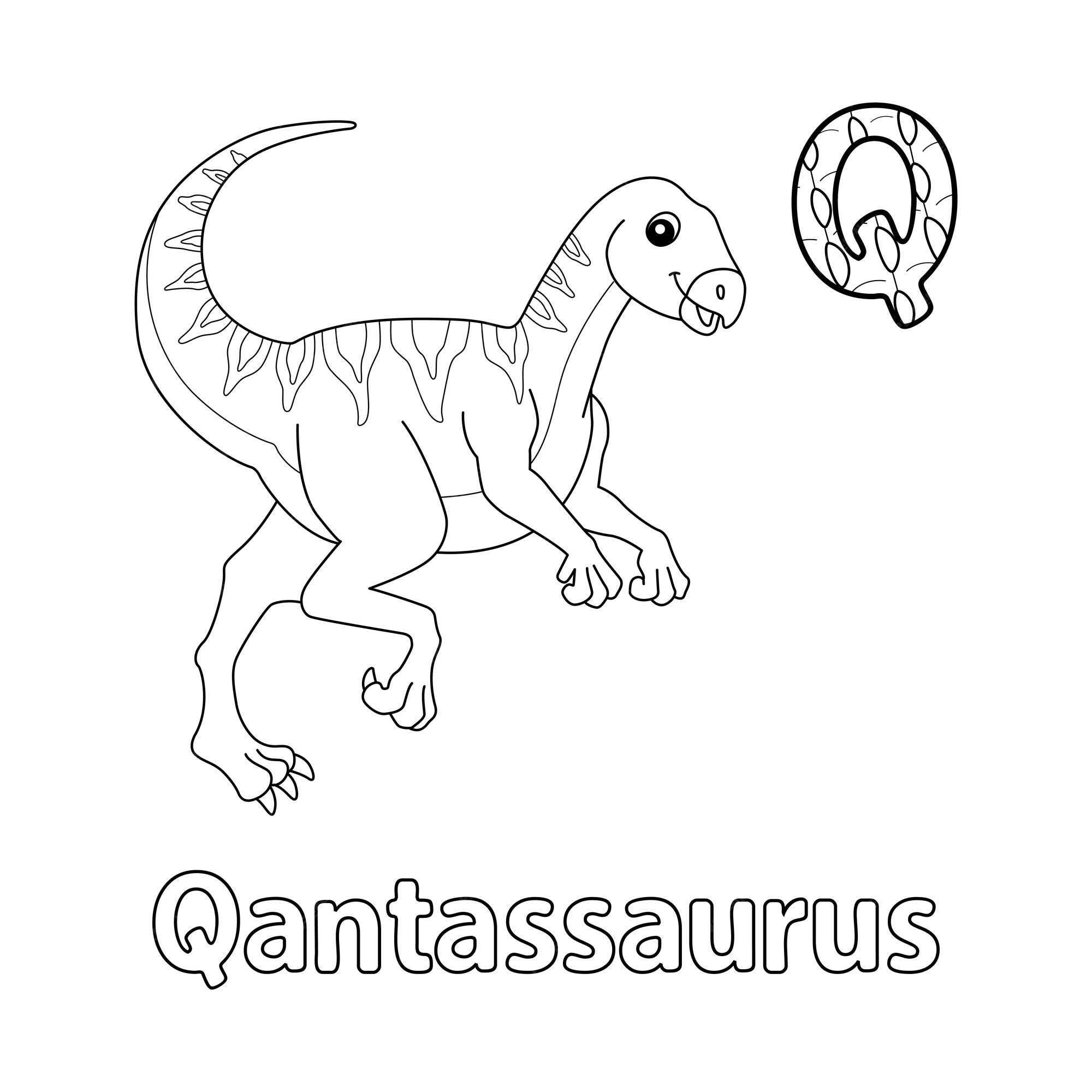Premium Vector Qantassaurus Alphabet Dinosaur ABC Coloring Page Q