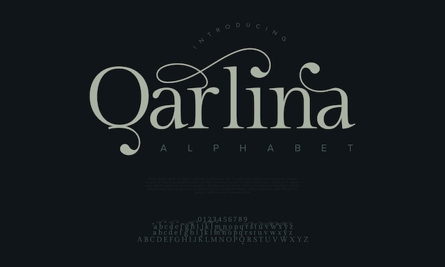 Qarlina premium lusso eleganti lettere e numeri dell'alfabeto elegante tipografia per matrimoni classica serif