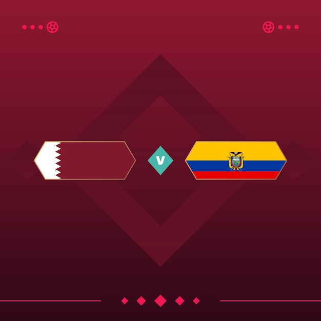 Чемпионат мира по футболу 2022 года в катаре и эквадоре против векторной иллюстрации на красном фоне