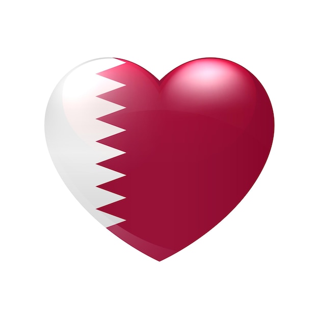 Qatar flag in heart. Love symbol. Vector country icon isolated eps10