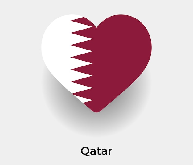 Illustrazione vettoriale dell'icona a forma di cuore della bandiera del qatar