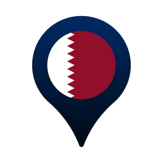 Qatar flag and map pointer icon. national flag location icon vector design, gps locator pin. vector illustration