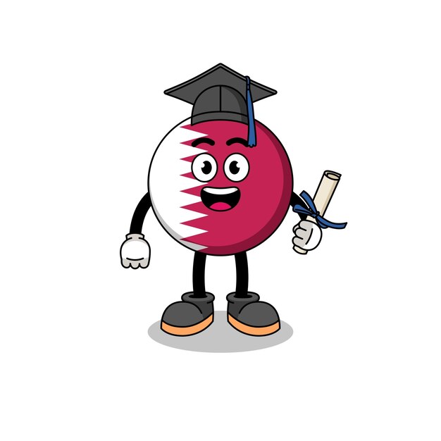 Vector qatar flag mascot with graduation pose