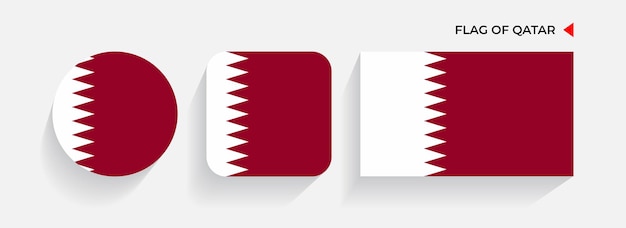 Qatar Flags arranged in round square and rectangular shapes