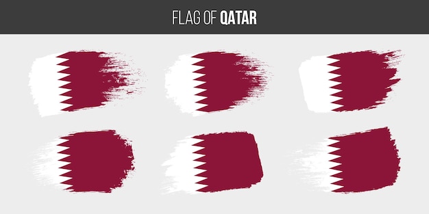 Vector qatar flags brush stroke grunge vector illustration flag of qatar isolated on white