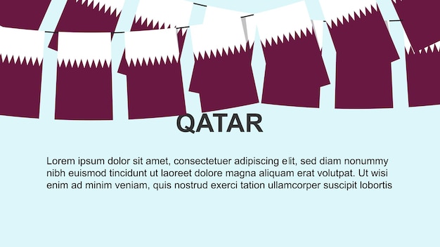 Qatar flags hanging on a rope celebration and greeting concept independence day