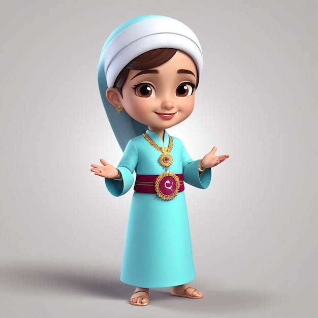 Qatar Girl in traditional costume 3d Vector